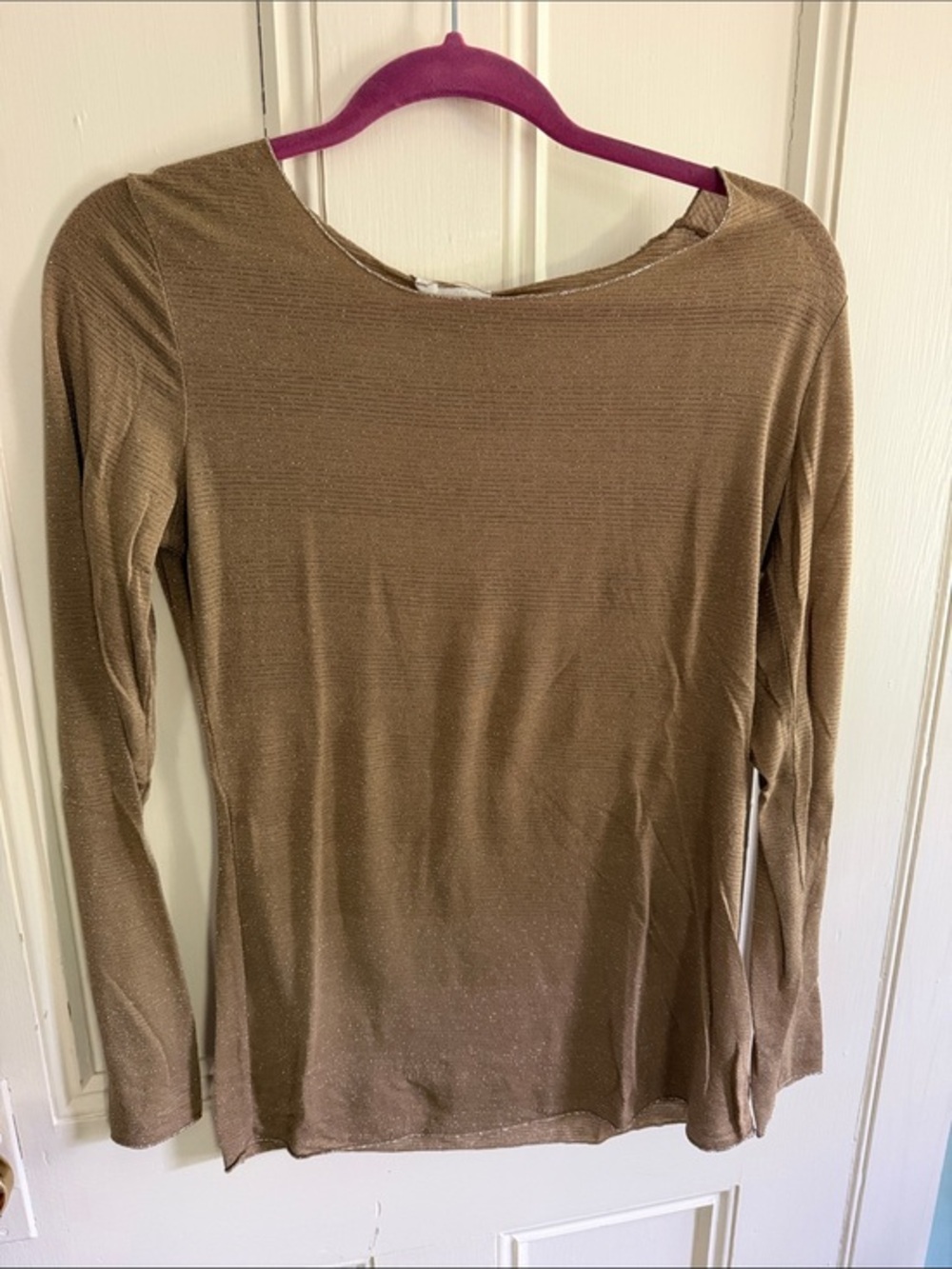 Women's Long Sleeve Metallic Knit Tee